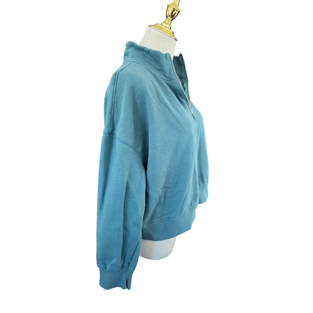 Old Navy Womens Teal Blue‎ Quarter Zip Pullover Sweatshirt Size Large - Picture 2 of 7